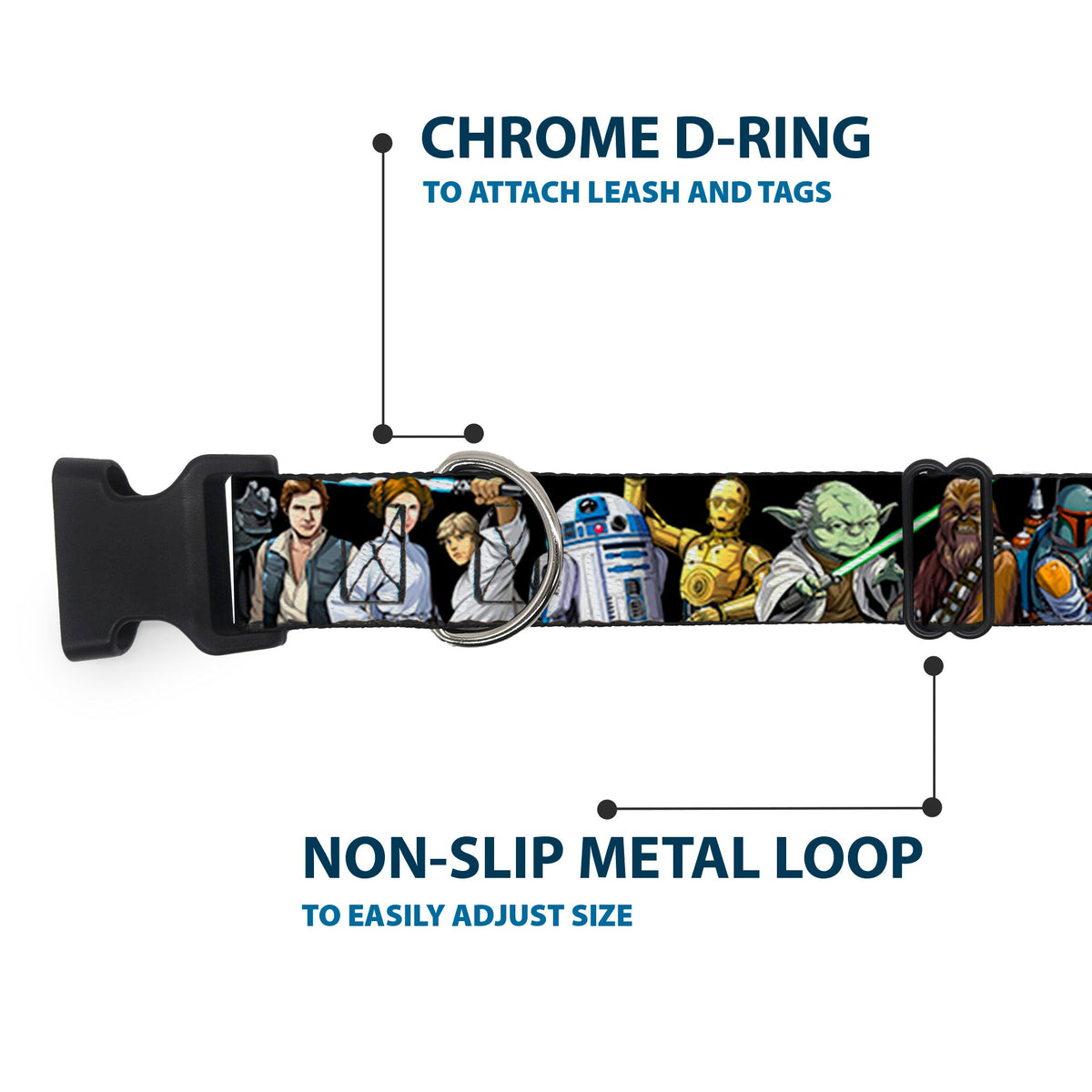 Plastic Clip Collar - Star Wars Classic Character Poses Black