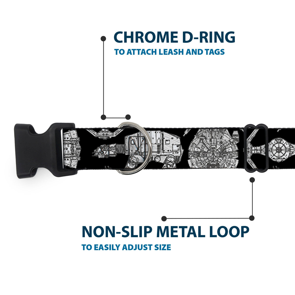 Plastic Clip Collar - Star Wars Ships and Vehicles Black/Grays