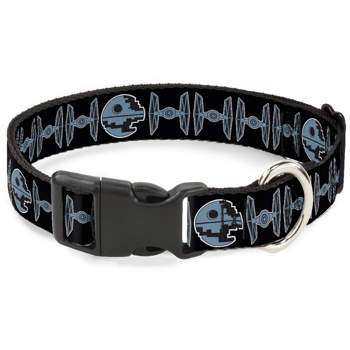 Plastic Clip Collar - Star Wars Death Star and TIE Fighters Black/Gray