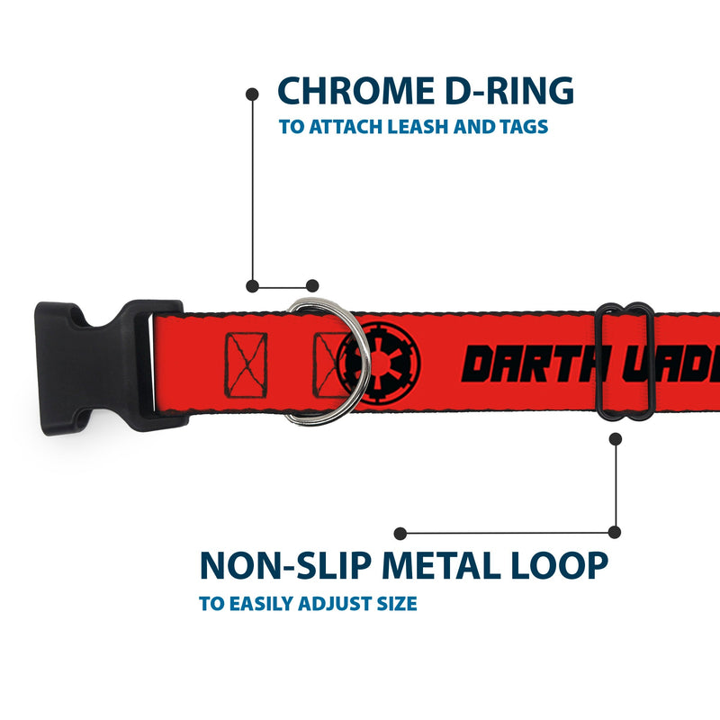 Plastic Clip Collar - Star Wars DARTH VADER Text and Galactic Empire Logo Red/Black