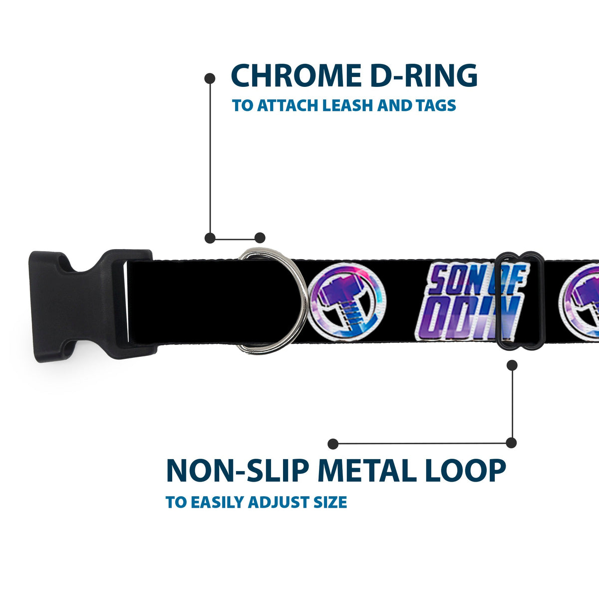 Plastic Clip Collar - Thor SON OF ODIN/Hamner Icon Black/White/Blues