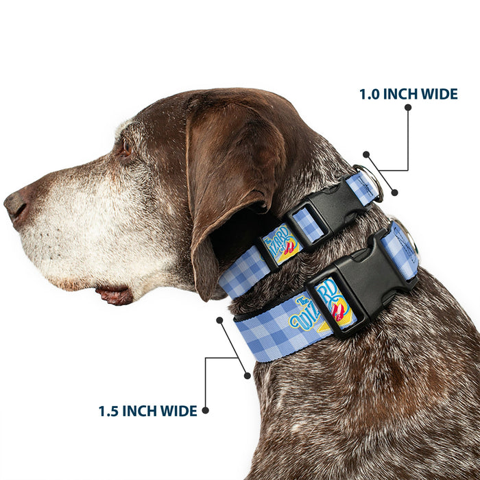 Plastic Clip Collar - THE WIZARD OF OZ Logo Gingham Checker Blues