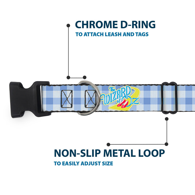 Plastic Clip Collar - THE WIZARD OF OZ Logo Gingham Checker Blues