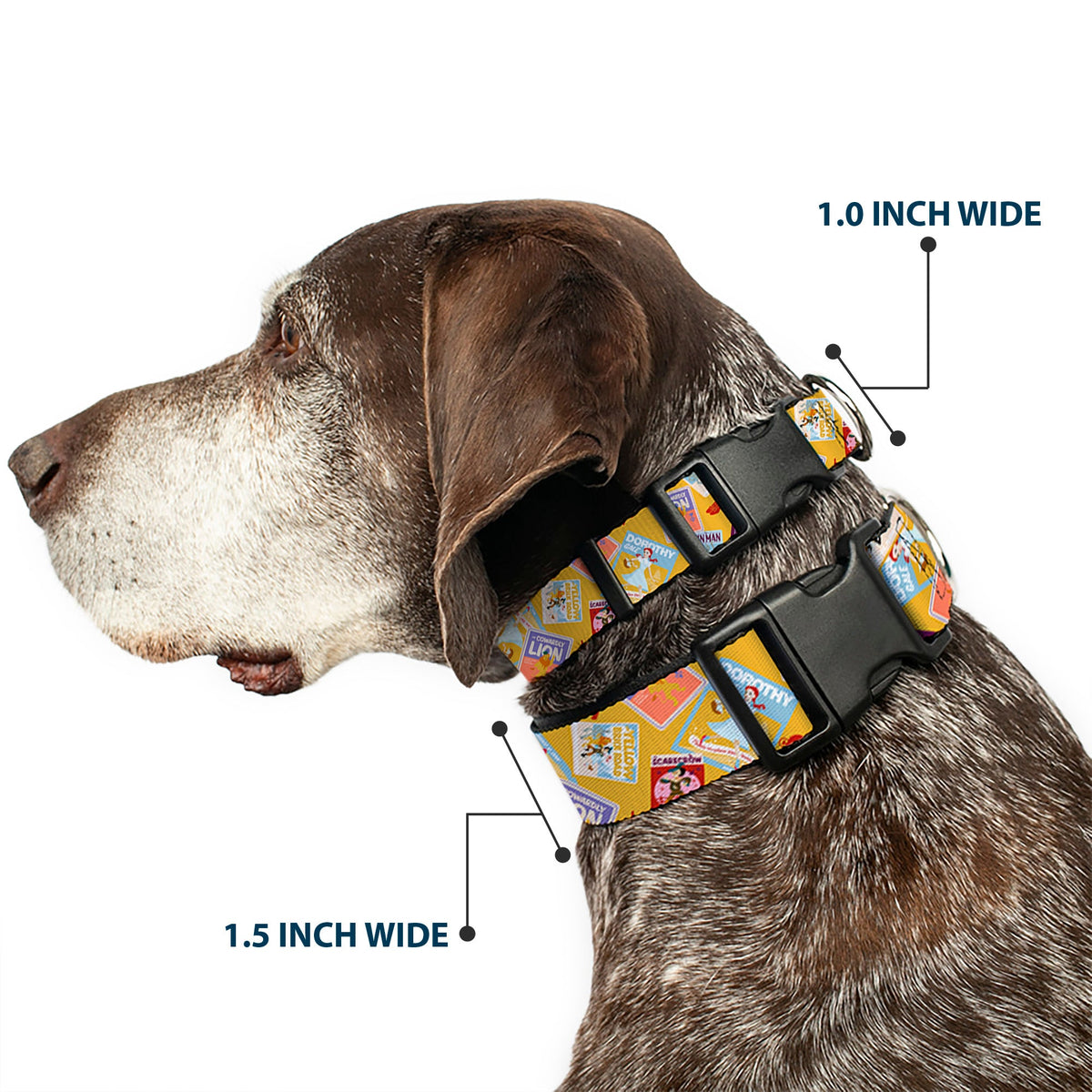 Plastic Clip Collar - The Wizard of Oz Characters Scenes and Icons Collage Yellow