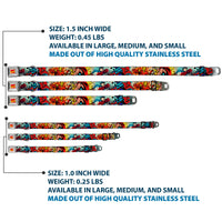 Marvel Comics Logo Full Color Seatbelt Buckle Collar - 4-Superhero Action Poses/Comic Scenes White/Black/Full Color Splatter