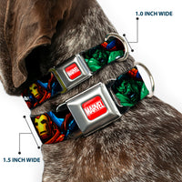 MARVEL Full Color Red/White Seatbelt Buckle Collar - Marvel Universe Superheroes Stacked