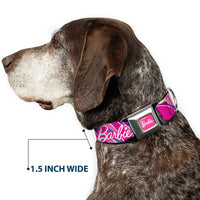 BARBIE Script Signature Full Color Hot Pink/White Seatbelt Buckle Collar - BARBIE Script Signature Logo Abstract Multi Color/White