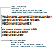 Dog Bone Seatbelt Buckle Collar - Geometric Triangle Blocks Multi Color