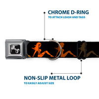 Dog Bone Seatbelt Buckle Collar - Mud Flap Girl Repeat Black/Orange Fade