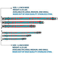 Dog Bone Seatbelt Buckle Collar - BUCKLE-DOWN Shapes Red/Dot Turquoise/White
