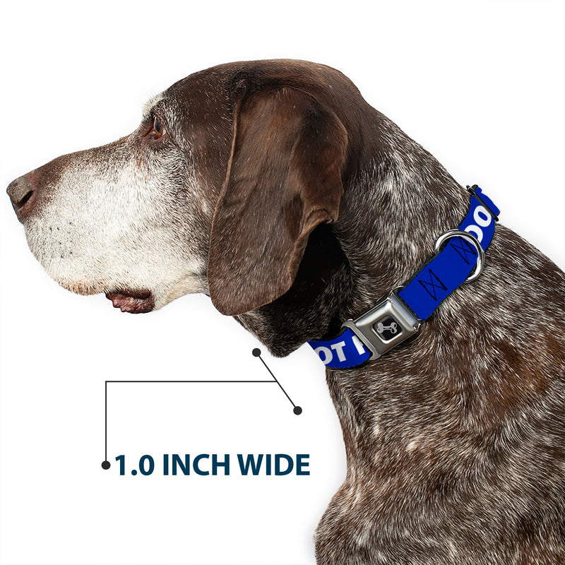 Dog Bone Black/Silver Seatbelt Buckle Collar - Pet Quote DO NOT FEED Navy/White