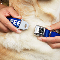 Dog Bone Black/Silver Seatbelt Buckle Collar - Pet Quote DO NOT FEED Navy/White