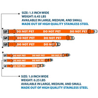 Dog Bone Black/Silver Seatbelt Buckle Collar - Pet Quote DO NOT PET Orange/White