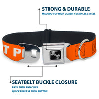 Dog Bone Black/Silver Seatbelt Buckle Collar - Pet Quote DO NOT PET Orange/White