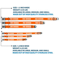 Dog Bone Black/Silver Seatbelt Buckle Collar - Pet Quote NO DOGS Orange/White