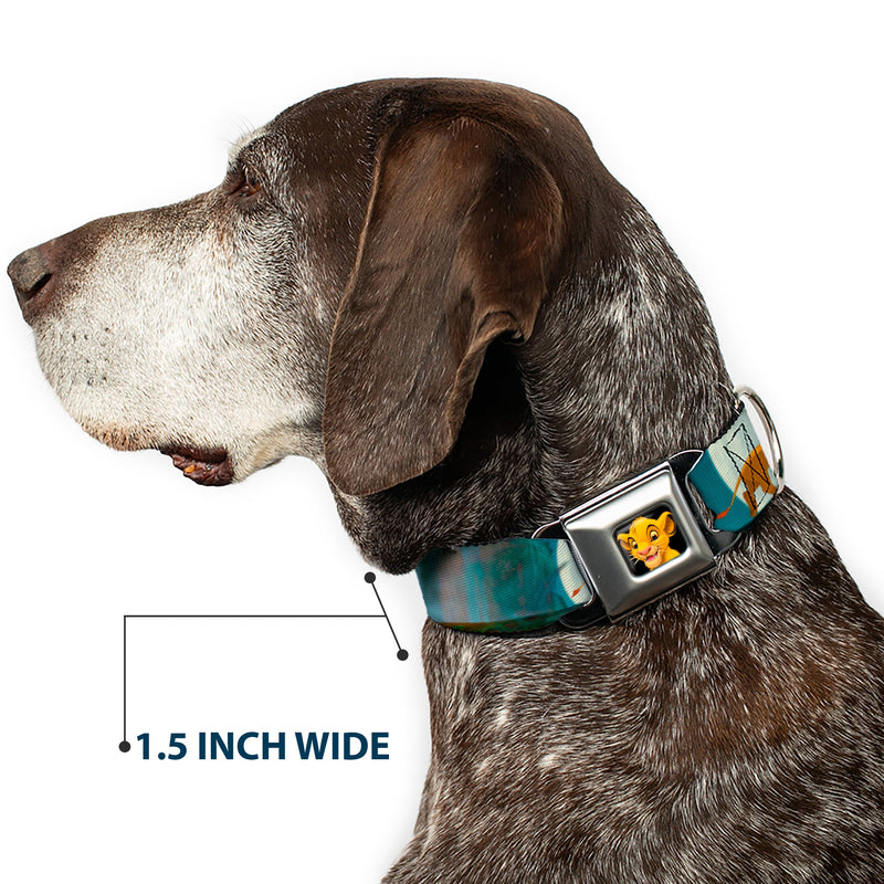 Simba2 CLOSE-UP Full Color Seatbelt Buckle Collar - Lion King Simba, Pumba & Timon Growing Up