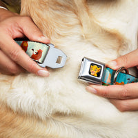 Simba2 CLOSE-UP Full Color Seatbelt Buckle Collar - Lion King Simba, Pumba & Timon Growing Up