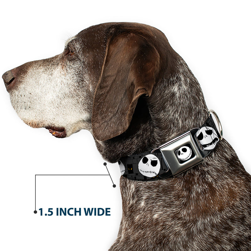 Jack Smile Full Color Seatbelt Buckle Collar - Nightmare Before Christmas Jack Expressions Gray