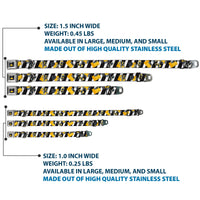 WALL-E Pose Full Color Black Seatbelt Buckle Collar - Wall-E Poses/Stripe Black/White