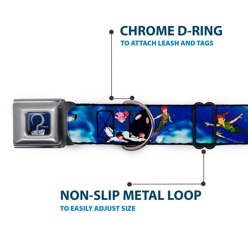 Captain Hook's Hook Full Color Seatbelt Buckle Collar - Peter Pan Flying Scene