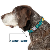 LUCA Logo Full Color Lavender/White Seatbelt Buckle Collar - Luca and Alberto Sea Monsters Swimming Poses Turquoise Blues