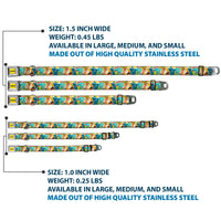 LUCA Logo Full Color Yellow/Black Seatbelt Buckle Collar - Luca The Piazza Poster Collage Stacked