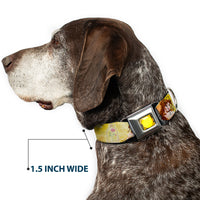 Princess Gem CLOSE-UP Full Color Yellow Seatbelt Buckle Collar - Belle Poses/Enchanted Rose/Story Script Yellow/Pinks