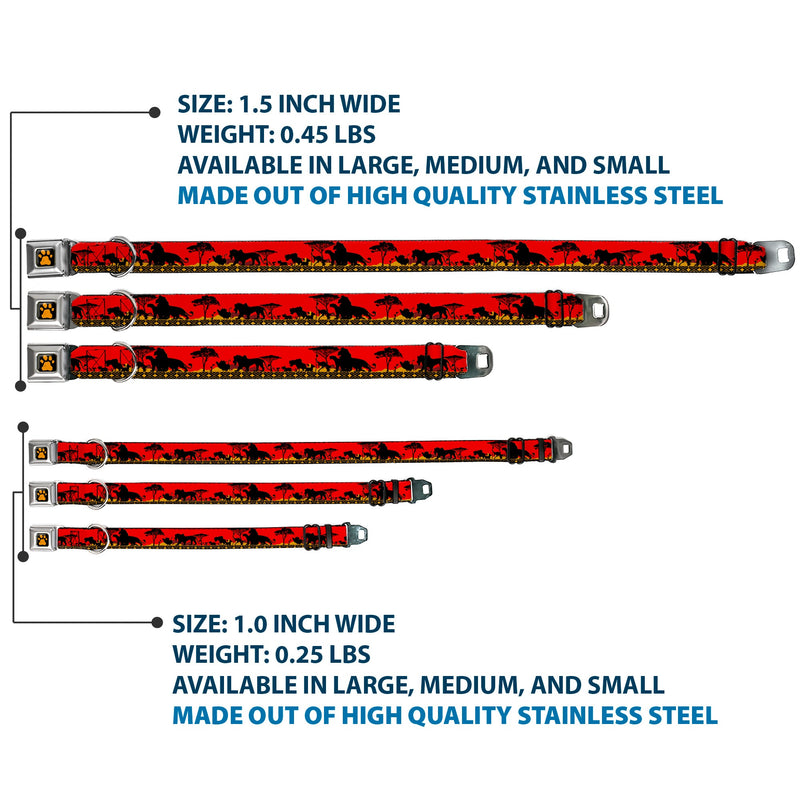 Lion King Paw Full Color Black Gold Seatbelt Buckle Collar - Mufasa & Simba JUST CAN'T WAIT TO BE KING/Family Silhouette