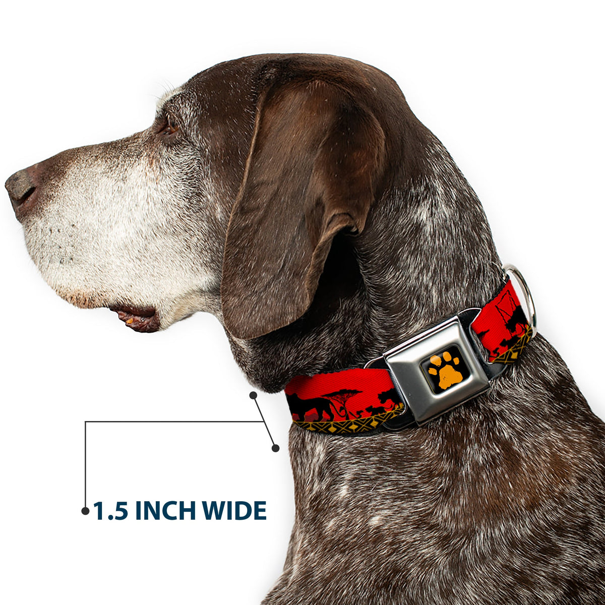 Lion King Paw Full Color Black Gold Seatbelt Buckle Collar - Mufasa & Simba JUST CAN'T WAIT TO BE KING/Family Silhouette
