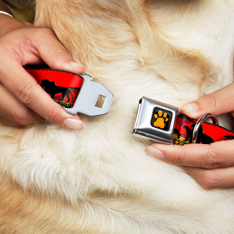 Lion King Paw Full Color Black Gold Seatbelt Buckle Collar - Mufasa & Simba JUST CAN'T WAIT TO BE KING/Family Silhouette