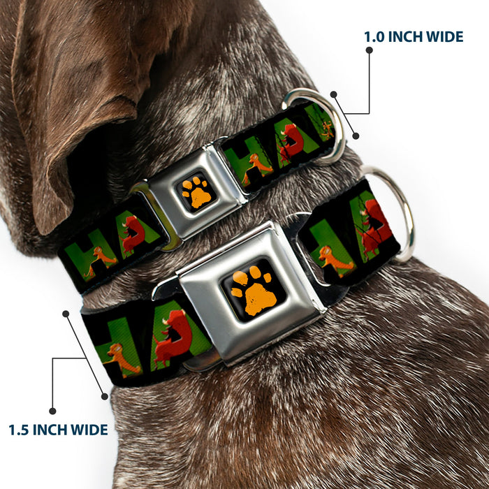 Lion King Paw Full Color Black Gold Seatbelt Buckle Collar - HAKUNA MATATA Black/Lion King Scenes