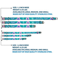 Princess Gem CLOSE-UP Full Color Purple Seatbelt Buckle Collar - Little Mermaid Silhouette Scenes PART OF YOUR WORLD Blues