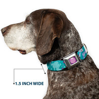 Princess Gem CLOSE-UP Full Color Purple Seatbelt Buckle Collar - Little Mermaid Silhouette Scenes PART OF YOUR WORLD Blues