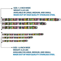 Mini Minnie Mouse Face CLOSE-UP Full Color Black Seatbelt Buckle Collar - Mini Minnie Fashion Poses/Polka Dot Black/White/Multi Color
