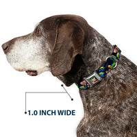 TOY STORY Logo Full Color Black Seatbelt Buckle Collar - Toy Story Characters Running Denim Rays