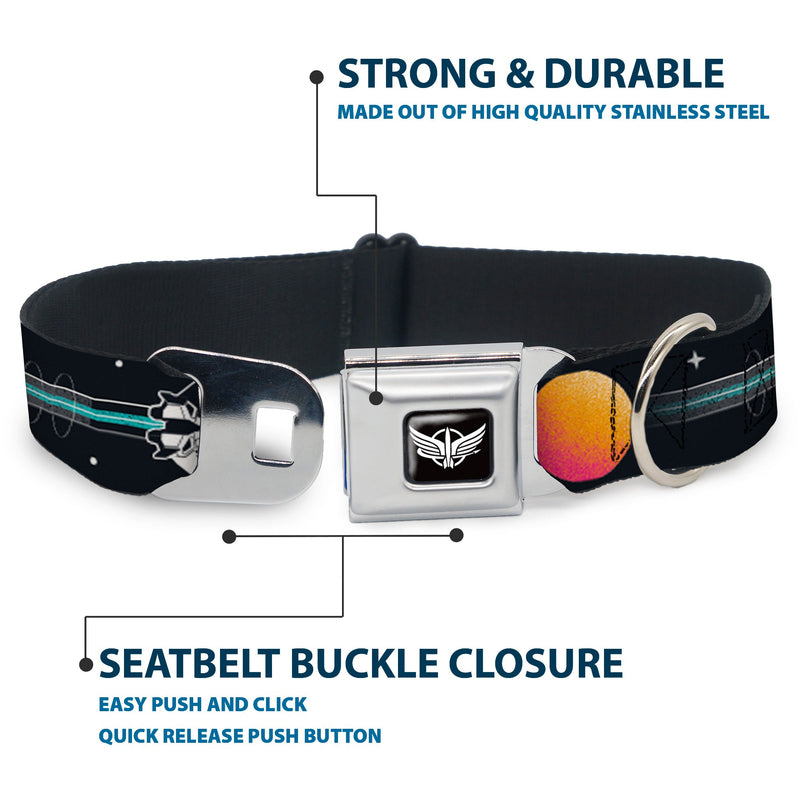 Lightyear Star Command Wings Logo Full Color Black/White Seatbelt Buckle Collar - BUZZ LIGHTYEAR Hyper Speed Spaceship Black/Multi Color