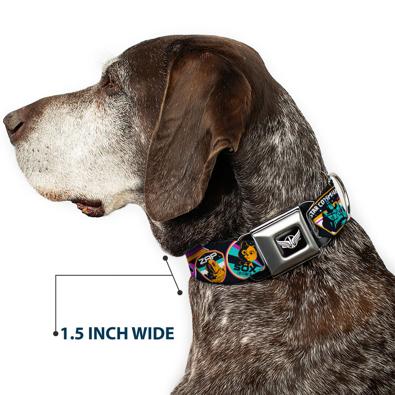 Lightyear Star Command Wings Logo Full Color Black/White Seatbelt Buckle Collar - Lightyear Mission Patches Collage Black/Multi Color
