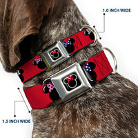 Minnie Mouse Outline Full Color Black White Red Polka Dot Seatbelt Buckle Collar - Minnie Mouse Silhouette Red/Black/Polka Dot