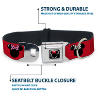 Minnie Mouse Outline Full Color Black White Red Polka Dot Seatbelt Buckle Collar - Minnie Mouse Silhouette Red/Black/Polka Dot