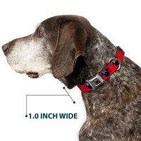 Minnie Mouse Outline Full Color Black White Red Polka Dot Seatbelt Buckle Collar - Minnie Mouse Silhouette Red/Black/Polka Dot