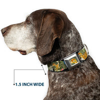 Bambi Face CLOSE-UP Full Color Gray Seatbelt Buckle Collar - Bambi & Friends Scene