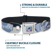 Winnie the Pooh Eeyore Expression Close-Up Blue Seatbelt Buckle Collar - Winnie the Pooh Eeyore Text and Expression Close-Up Dot Blues