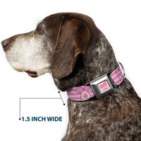 Winnie the Pooh Piglet Expression Close-Up Pink Seatbelt Buckle Collar - Winnie the Pooh Piglet Expression Close-Up Stripe Pinks