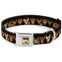 Lilo and Stitch Holiday Halloween Stitch Mummy Face Full Color Black Seatbelt Buckle Collar - Lilo and Stitch Halloween Stitch Dress Up Poses Black