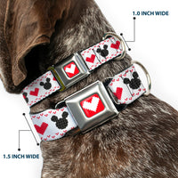 Disney Holiday Mickey and Minnie Mouse Heart Sweater Stitch Full Color Reds Seatbelt Buckle Collar - Disney Holiday Mickey and Minnie Mouse Heart Sweater Stitch White/Red/Black