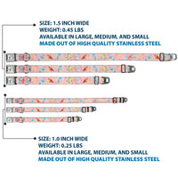 The Little Mermaid Ariel Silhouette Pose Full Color White/Multi Color Seatbelt Buckle Collar - The Little Mermaid Flounder and Sebastian Under the Sea Pinks