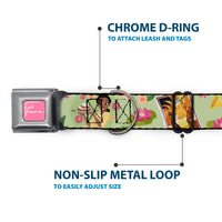 The Princess and the Frog TIANA Script Full Color Pink/White Seatbelt Buckle Collar - The Princess and the Frog Tiana's Place Collage Greens/Pinks