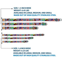 MOANA Title Logo Full Color Orange/Blue Seatbelt Buckle Collar - Moana MAKE WAVES Scene Blocks Blues/Orange