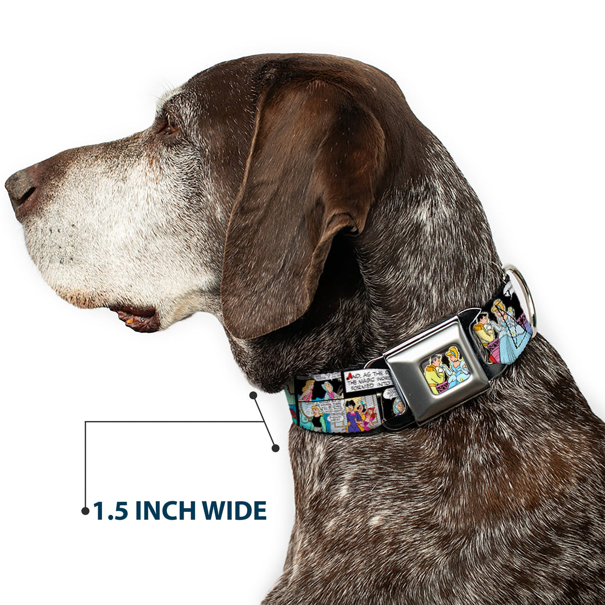 Prince & Cinderella Full Color Seatbelt Buckle Collar - Cinderella Movie Panels & Quotes