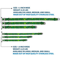 Mickey Silhouette Full Color Black Green Seatbelt Buckle Collar - St. Patrick's Day Mickey Collage Greens